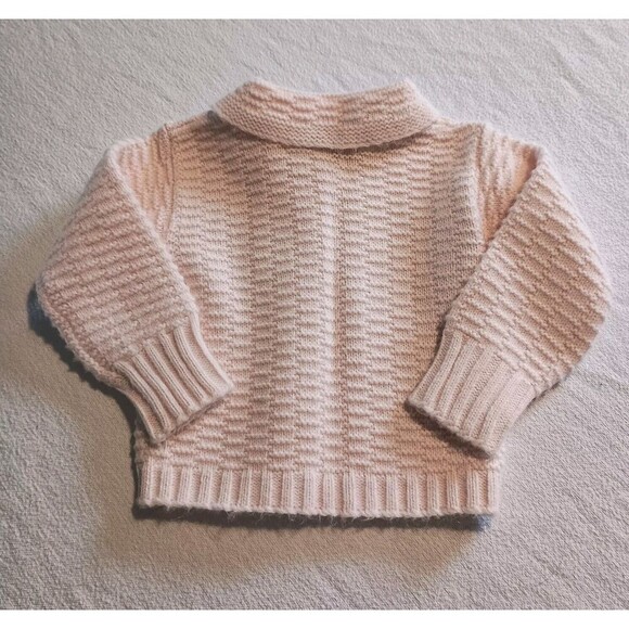 VTG Baby Acrylic Cardigan Sweater Pink Knit Chicks USA Made Cottage Prairie - Picture 4 of 6